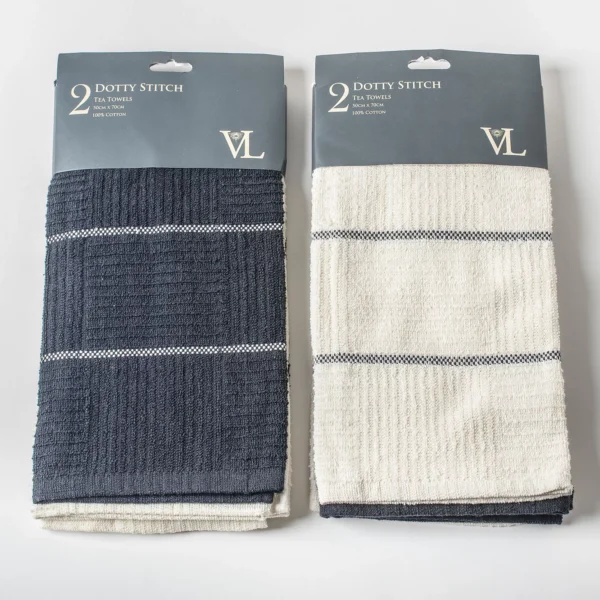 2 Pack Dotty Stitch Tea Towels - Imagen 2